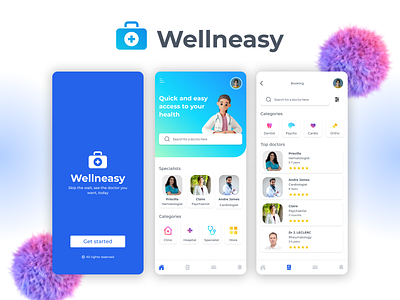Wellneasy Medical App UI Design figma app ui medical app medical kit ui medical mobile app user interface design wellneasy