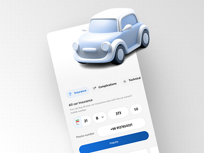 Car insurance 3d app application branding car design experience illustration insurance interface minimal product redesign ui ux