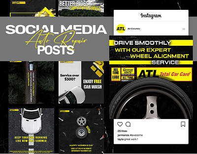 Social media posts for auto repair shop. advertisement advertisement design auto mbiles auto repair shop design graphic design post design social media post