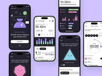 Screen Time Blocker Mobile App app app design application application ui design mobile mobile app design ui