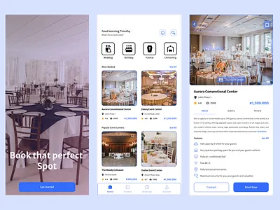 SPOT, an event center/hall renting app landing page ui uiux design ux web design