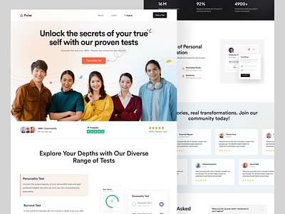 Pulse Landing Page: Navigate Self-Discovery & Career Fulfillment branding clean company educational header homepage landing page landing page design minimal modern landing page product design product landing page profile uiux web web design web ui webdesign website website design