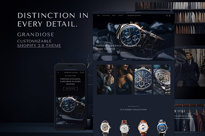 Grandiose - Men Luxury Shopify Theme dark theme e commerce template elegant high end brand luxury masculine aesthetic mens fashion mens shopify modern layout responsive design shopify shopify theme visual storytelling