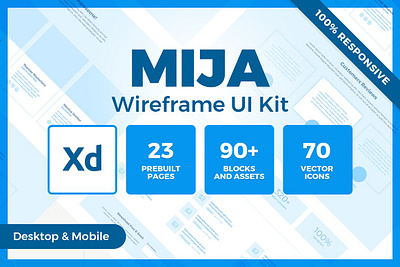 MIJA - Wireframe UI Kit (Adobe XD) adobe xd component components flat flat design modules prototype kit reusable ui ui elements ui kit uiux tool ux web components web design web elements web modules webdesign wireframe xd