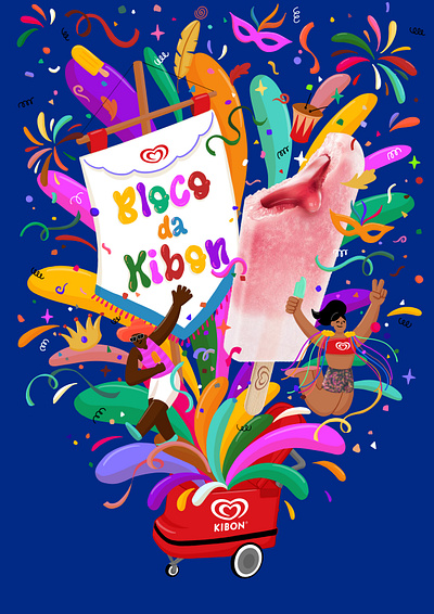 Bloco da Kibon ads advertising branding digital art graphic design illustration packaging