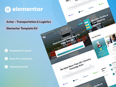 Transportation & Logistics Elementor Template Kit elementor template kit elementor ui design logisctics transportation ui uidesign websdesign website wordpress