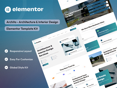 Architecture & Interior Design Elementor Template Kit architecture design elementor template kit elementor ui interior uidesign webdesign website website design wordpress