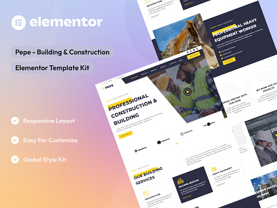 Building & Construction Elementor Template Kit building construction elementor template kit elementor ui real estate uidesign uikits uiux webdesign website design websitelayout