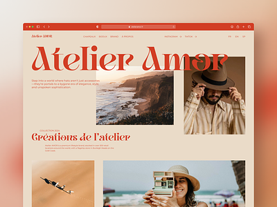 Atelier Amor - Hero - Homepage branding cool hat herosection landing page summer uidesign uxdesign