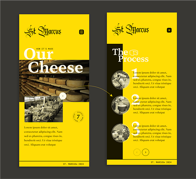 St. Marcus - Artisan cheese - mobile Our cheese +info art direction cheese concept figma landing page mobile responsive ui user interface visual identity web web design webdesign website