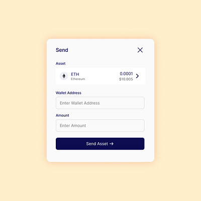 SEND CRYPTO ASSET MODAL UI blockchain design designer graphic design product designer ui user interface web3
