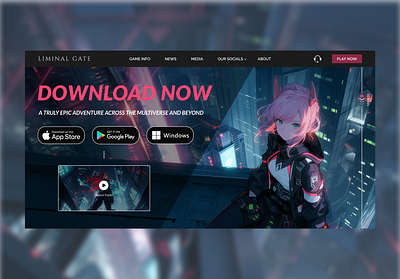 LIMINAL GATE - Online Game Landing Page #006 anime figma game landing page online games ui ux video game web design website design