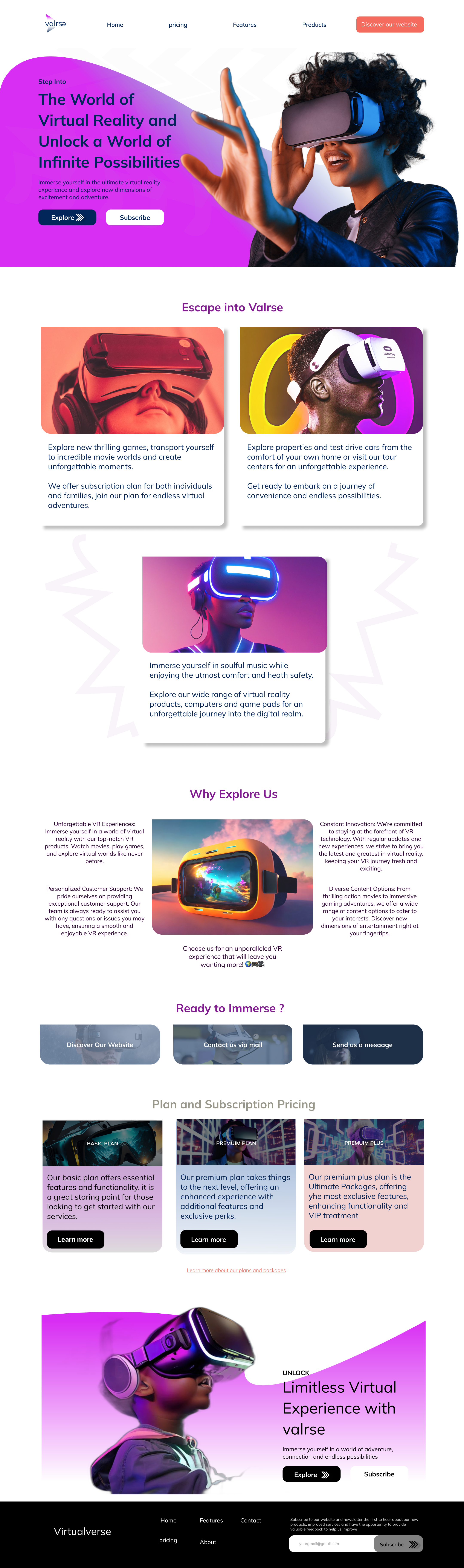 Virtual reality Landing page Web design landing page virtual reality web design