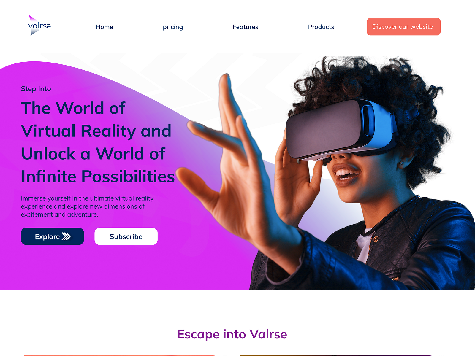 Virtual reality Landing page Web design by Aduragbemi Adesanya on Dribbble