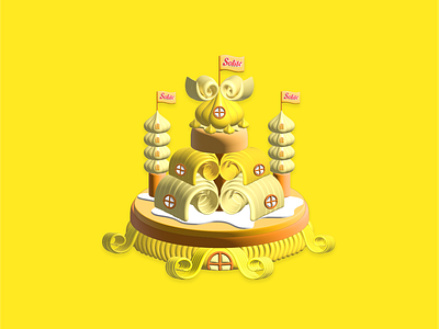 Sweet Castle / Butter flavor butter cake castle design flat design game concept isometric vector