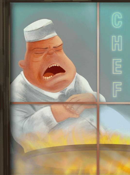 Chef 2d animation animation asleep chef illustration kitchen snoring
