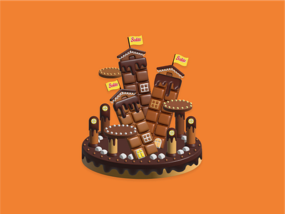 Sweet castle / Chocolate flavor cake castle chocolate design flat design game concept illustrator isometric vector