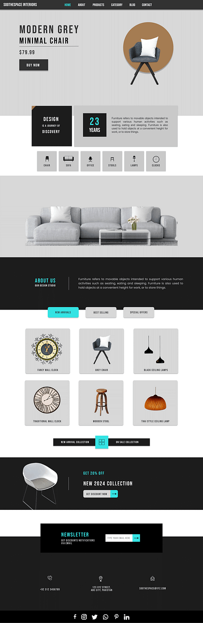 Website for an Interior Store aesthetic branding design desktop iphone minimalistic ui ux website