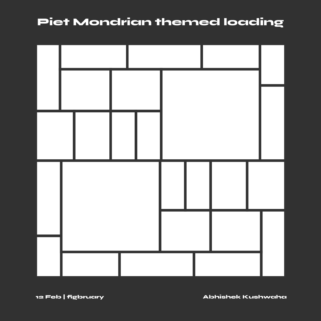 Piet Mondrian themed loading animation animation figbruary graphic design illustration loading motion graphics rive ui