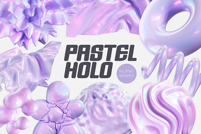 Pastel Holo Iridescent 3D Shapes 3d 3d design 3d form 3d shape abstract branding creative design futuristic graphic design holo holographic illustration iridescent motion graphics pastel purple surreal ui uiux