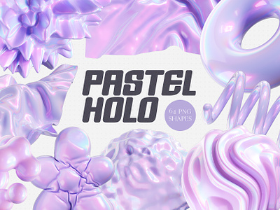 Pastel Holo Iridescent 3D Shapes 3d 3d design 3d form 3d shape abstract branding creative design futuristic graphic design holo holographic illustration iridescent motion graphics pastel purple surreal ui uiux