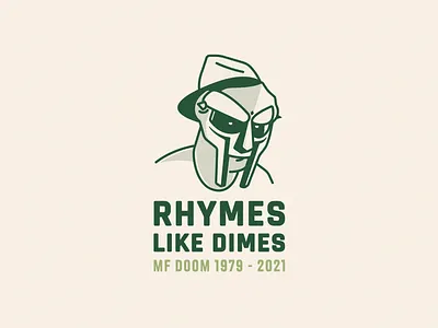 MF DOOM album branding design graphic design green hiphop illustration logo mask mfdoom minimalism music rap retro rip simplicity superhero vector vinyl