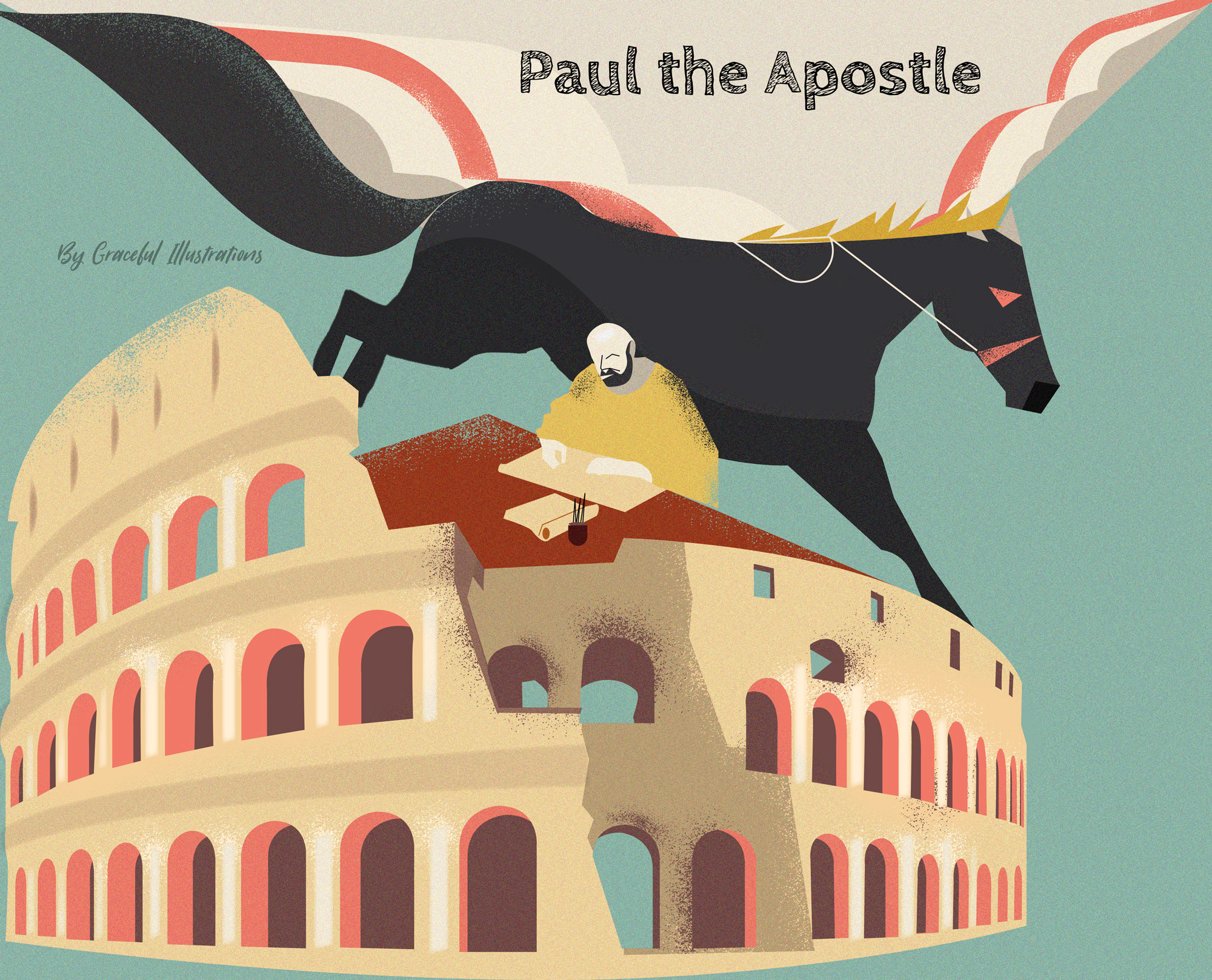 Study in the life of the Apostle Paul apostle paul bible broken caesar christ cloud drawing art god gospel horse illustration ink italy jesus letters paul revelation rome salvation scroll