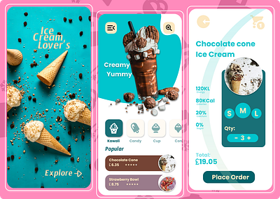 Ice Cream Mobile App Design adobe xd android app app design branding design food app graphic design illustration ios app iphone app ui