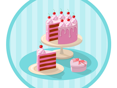 Pink cherry cake adobe illustrator art bakery birthday cake cakes dessert food food art foodie illustration illustration art illustrator pastry pink sweet vector vector illustration