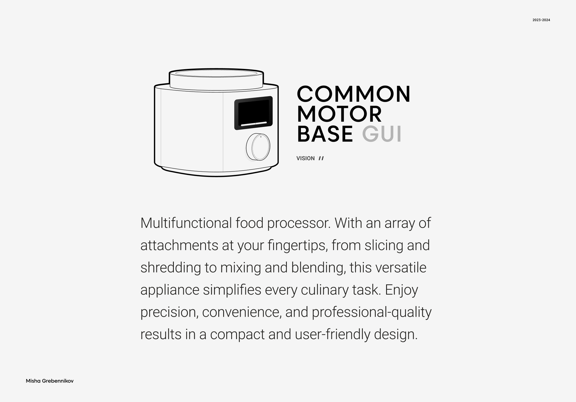Design & Development of a GUI application for the Food Processor front end full stack functional prototyping gui hmi iot device smart device smart kitchen uiux design vue.js