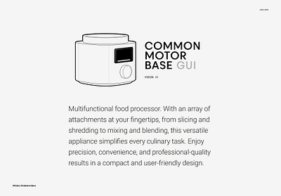 Design & Development of a GUI application for the Food Processor front end full stack functional prototyping gui hmi iot device smart device smart kitchen uiux design vue.js