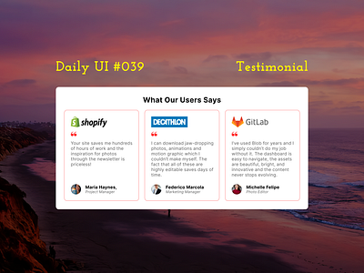 Daily UI #039 - Testimonial customer says daily ui day 039 desktop website mobile app rating review said testimonial ui ux