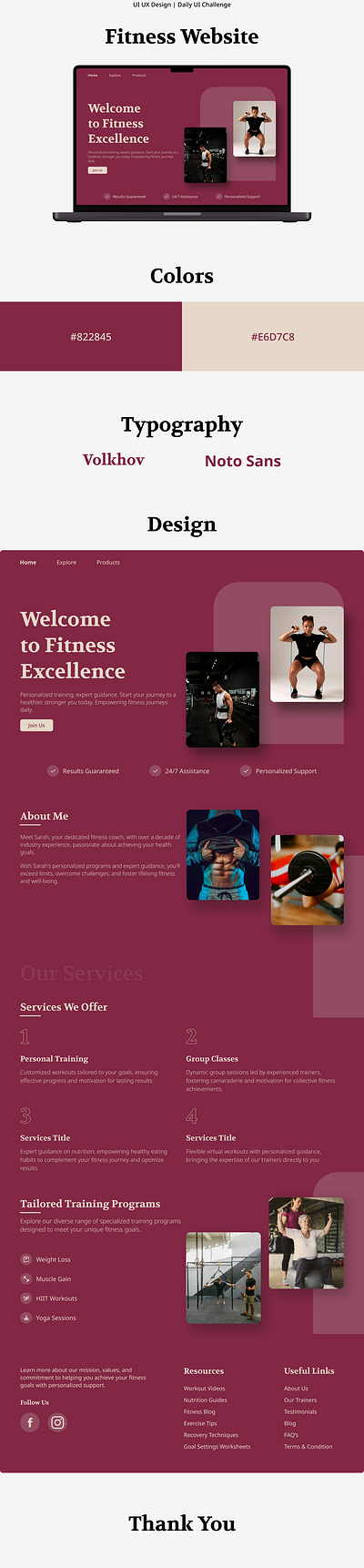 Fitness Website case study colors daily ui fitness landing page typography ui design ui ux ux design web design