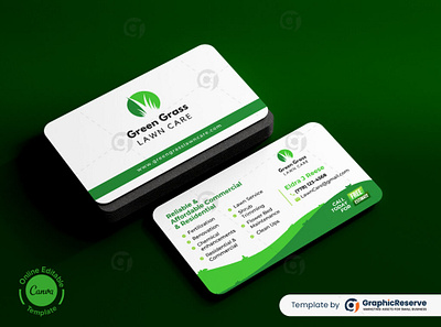 Lawn Care Business Card in Photoshop Template business card cleaning service business card land scaping business card pressure washing business card restoration business card