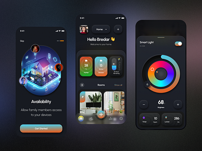 Smote - Smart Home App UI KIT app mobile dark mode figma mobile app remote app smart app smart home smart home mobile ui app ui design ui mobile