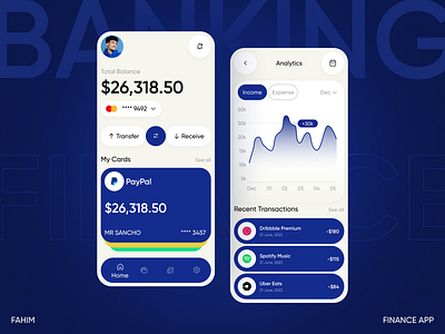 Banking App app app design banking banking app card fahim finance finance app fintech fintech app mobile app mobile app design mobile banking app ui
