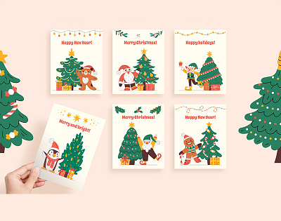 It's Christmas characters christmas cute flat illustration vector