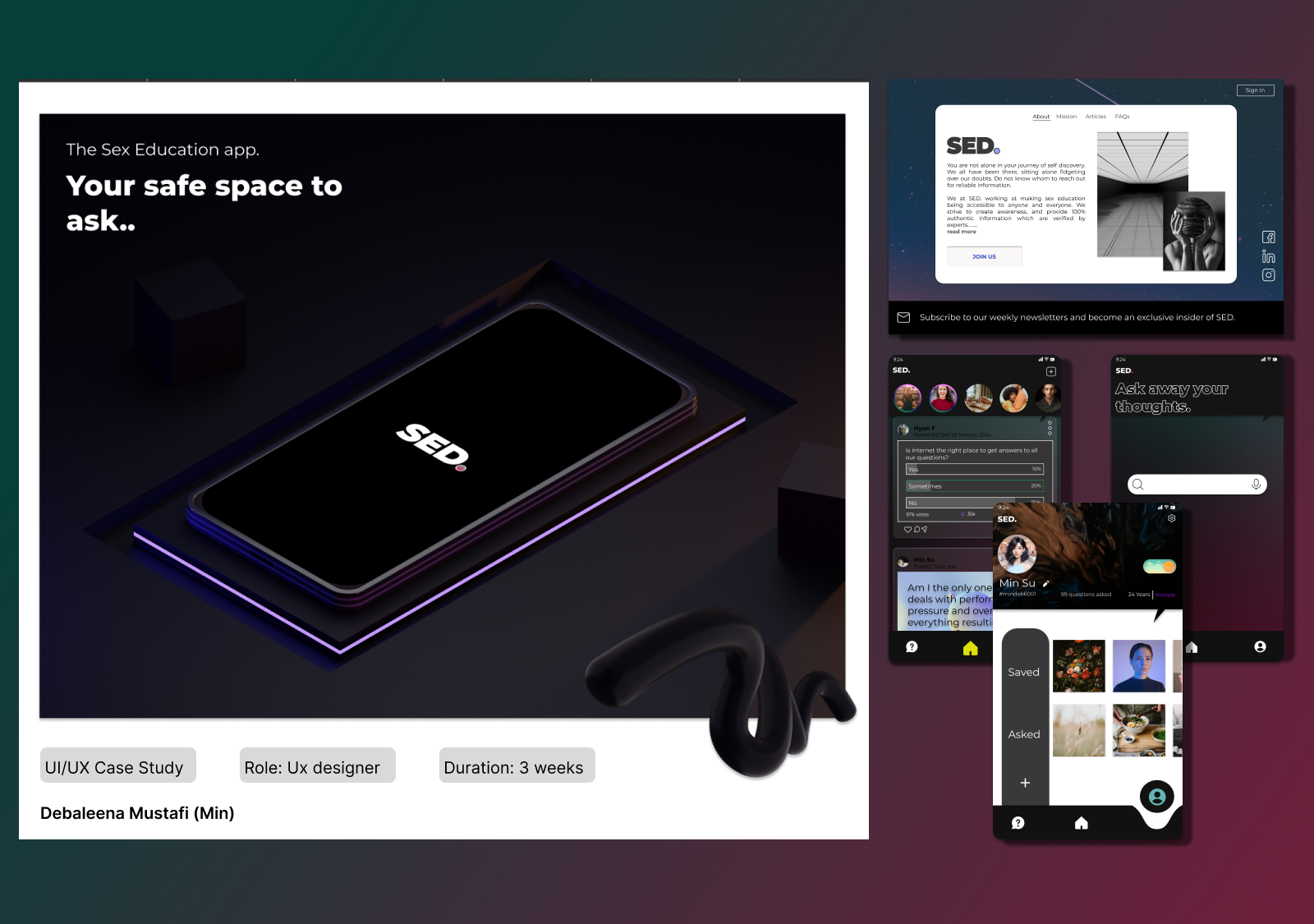 SED. UI/UX case study application branding case study design empathy ideate logo mockups problemsolving prototype strickersheet themes ui user experience ux web website wireframes