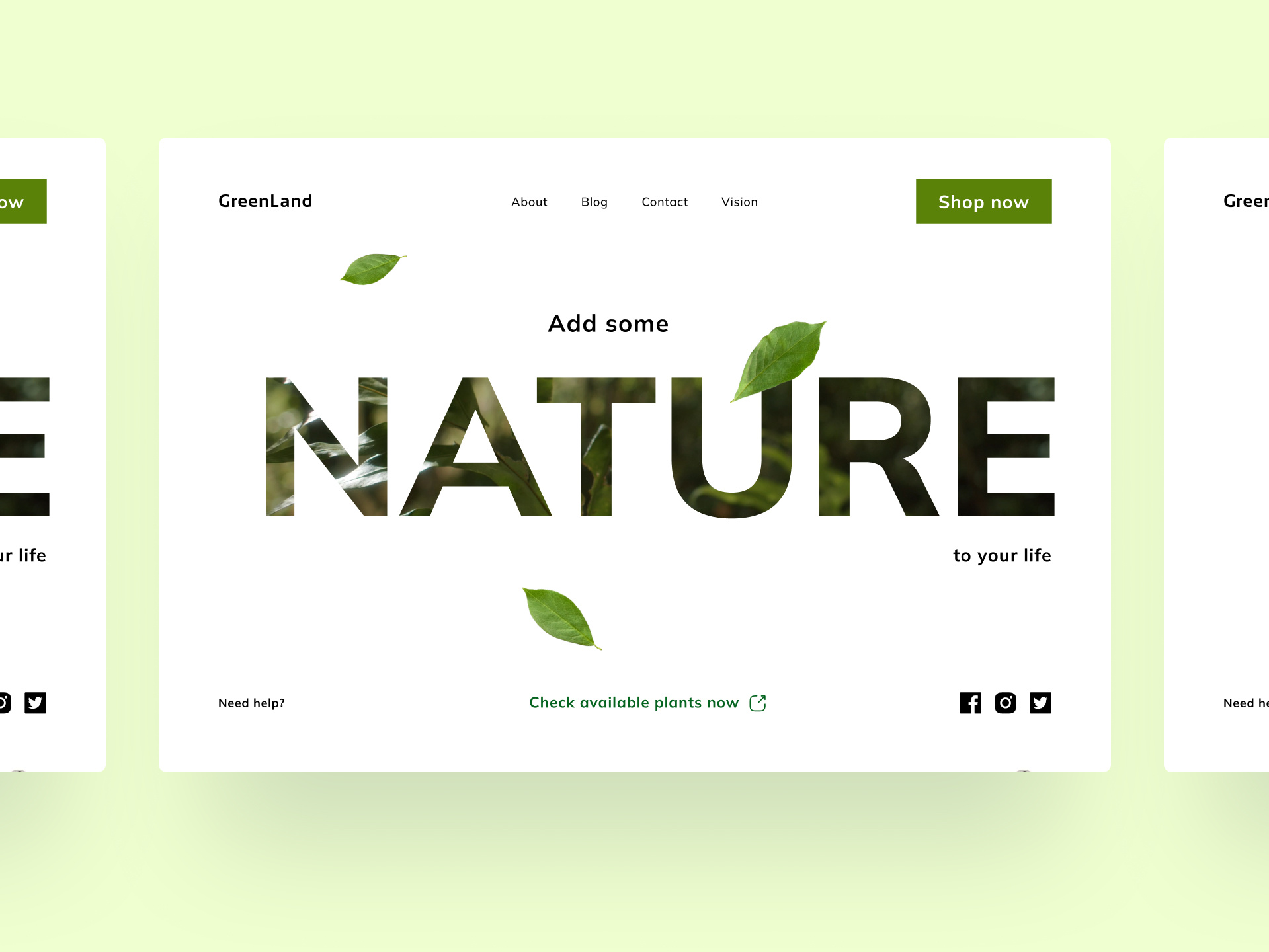 GreenLand Plant Shop Landing Page dailyuichallenge design figma green landing page plant shop ui ui design user interface ux web web design website