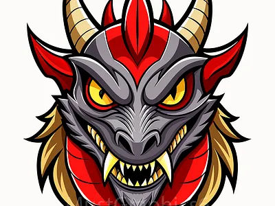 Angry Dragon Face Mascot Logo 3d angry dragon angry dragon face animation branding dragon dragon face dragon mascot dragon mascot logo graphic design illustration logo motion graphics ui vector