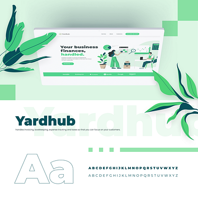 Yardhub clean finance graphic design green greenery illustration landing page light theme ui ux web design