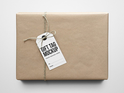 Gift Tag on Paper Package Mockup christmas craft craft paper gift tag gift tag on paper package mockup gift wrap gifts holidays package present