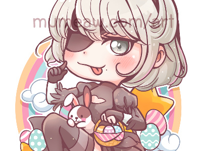 Chibi YoRHa No.2 Type B Embraces Easter Celebrations kawaii