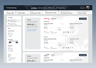 Flight Ticketing App /Responsive Web design flight booking mockup ux