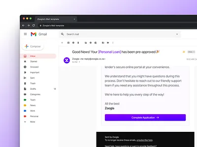 Email Template for loan processing design product design ui uiux ux