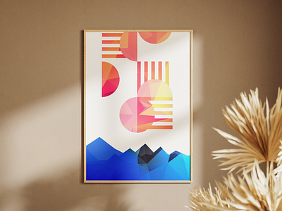 Geometrical Low-Poly Poster abstract art background circle creative design geometric geometrical gradient graphic design peaks poly polygonal poster print room square stripes texture waves