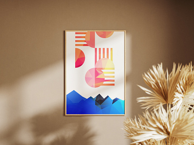 Geometrical Low-Poly Poster abstract art background circle creative design geometric geometrical gradient graphic design peaks poly polygonal poster print room square stripes texture waves
