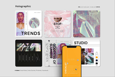 Holographic Social Media Templates aesthetic instagram canva social media coaching instagram content creator insta blogger instagram carousel instagram marketing instagram stories ivory instagram kit manager template social media social media kit social media posts stories templates