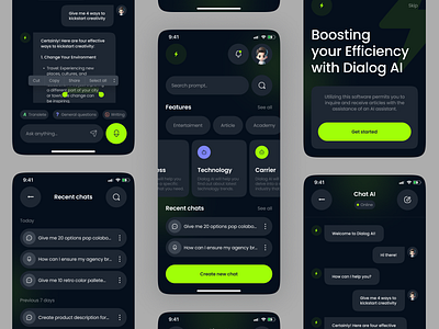 Dialog - AI Chat BOT App ai ai chat bot app design bot chat dark dark mode mini case study ui ui design ui trends ux