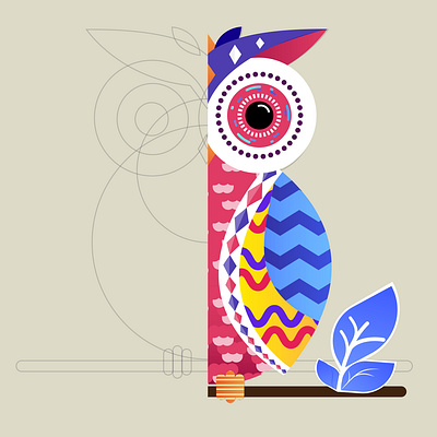 Extremely Colorful Owl graphic design illustration vector